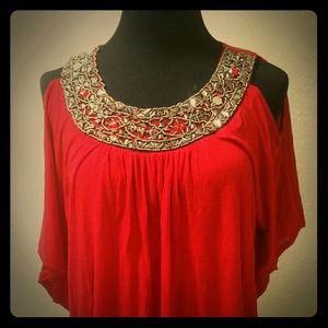Embellished Red Top